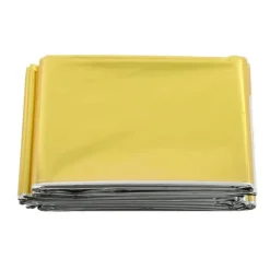 Foldbart PET-aluminiseret film termisk nødtæppe - Bærbart overlevelsesudstyr til camping og udendørsaktiviteter - Guld, 210 cm x 160 cm