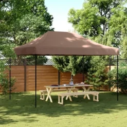 Foldbart pop op-festtelt - Ideelt til udendørs begivenheder | Farve: Brun | Størrelse: 410x279x315 cm