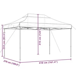 Foldbart pop op-festtelt - Ideelt til udendørs begivenheder | Farve: Brun | Størrelse: 410x279x315 cm