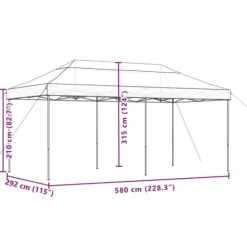 Foldbart pop up-festtelt - Ideelt til udendørs begivenheder | Farve: Beige | Størrelse: 580x292x315 cm