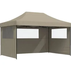 Foldbart pop up-festtelt med 3 sidevægge - Gråbrun | Størrelse: 300x300 cm