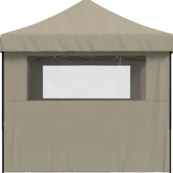 Foldbart pop up-festtelt med 3 sidevægge - Gråbrun | Størrelse: 300x300 cm