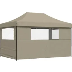 Foldbart pop up-festtelt med 3 sidevægge - Gråbrun | Størrelse: 300x300 cm