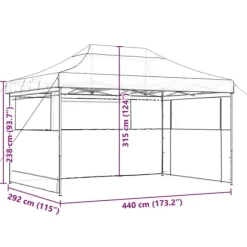 Foldbart pop up-festtelt med 3 sidevægge - Gråbrun | Størrelse: 300x300 cm