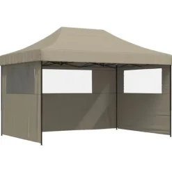 Foldbart pop up-festtelt med 3 sidevægge | Farve: Gråbrun