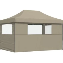 Foldbart pop up-festtelt med 3 sidevægge | Farve: Gråbrun