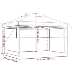 Foldbart pop up-festtelt med 3 sidevægge | Farve: Bordeaux