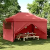 Foldbart pop-up festtelt med 4 sidevægge | Farve: Bordeaux | Størrelse: 3x3 m