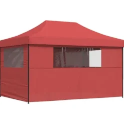 Foldbart pop-up festtelt med 4 sidevægge | Farve: Bordeaux | Størrelse: 3x3 m