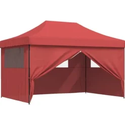 Foldbart pop-up festtelt med 4 sidevægge | Farve: Bordeaux | Størrelse: 3x3 m