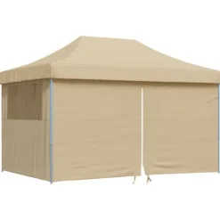 Foldbart pop-up festtelt med 4 sidevægge | Farve: Beige