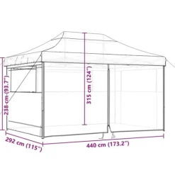 Foldbart pop-up festtelt med 4 sidevægge | Farve: Beige
