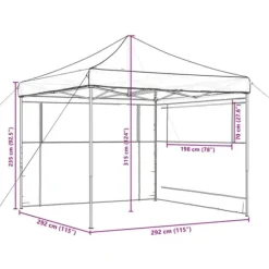 Foldbart pop-up festtelt med 2 sidevægge | Farve: Brun | Størrelse: 3x3 m