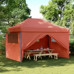Foldbart pop-up festtelt med 4 sidevægge | Farve: Terracotta