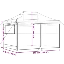 Foldbart pop-up festtelt med 4 sidevægge | Farve: Terracotta