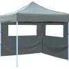 Foldbart pop-up festtelt med 2 sidevægge - 3x3 m | Farve: Antracitgrå