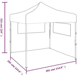 Foldbart pop-up festtelt med 2 sidevægge - 3x3 m | Farve: Antracitgrå