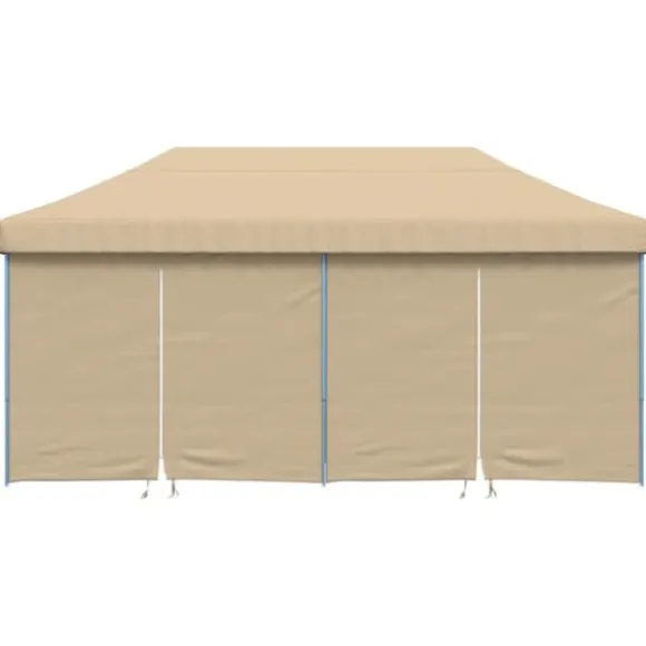 Foldbart pop-up festtelt med 4 sidevægge | Farve: Beige | Størrelse: 3x3 m