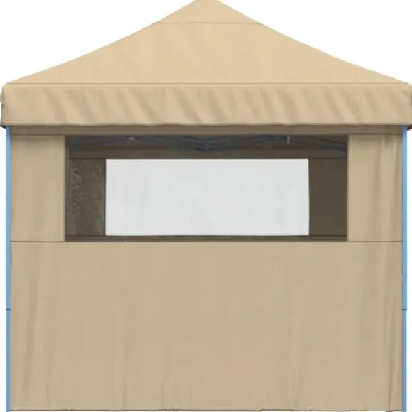 Foldbart pop-up festtelt med 4 sidevægge | Farve: Beige | Størrelse: 3x3 m