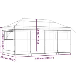 Foldbart pop-up festtelt med 4 sidevægge | Farve: Beige | Størrelse: 3x3 m