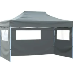 Foldbart telt med 3 sidevægge - Pop Up festtelt | Størrelse: 431x291x315 cm | Farve: Antracitgrå
