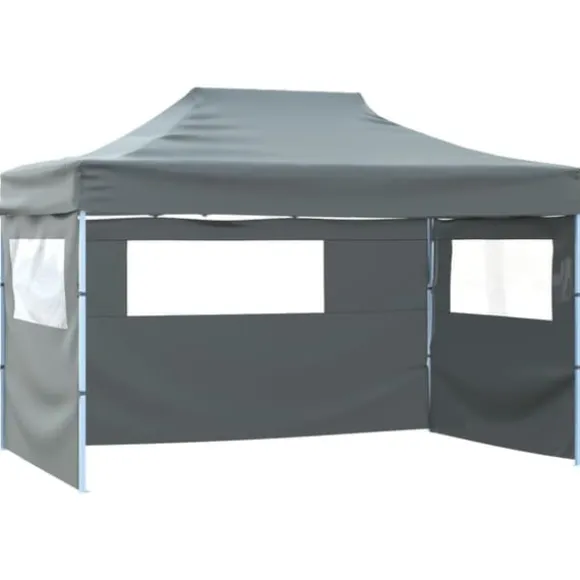 Foldbart telt med 3 sidevægge - Pop Up festtelt | Størrelse: 431x291x315 cm | Farve: Antracitgrå