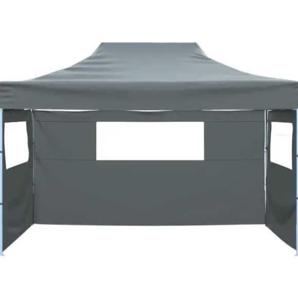 Foldbart telt med 3 sidevægge - Pop Up festtelt | Størrelse: 431x291x315 cm | Farve: Antracitgrå