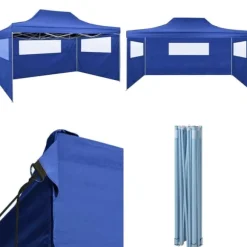 Foldbart telt med 3 vægge 3 x 4,5 m blå - Foldbart Telt - Foldbare Telte - Home & Living