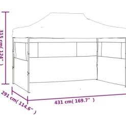 Foldbart telt med 3 vægge - Ideelt til udendørs arrangementer | Størrelse: 3x4,5 m | Farve: Creme