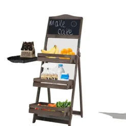 Folding Plant Stand, 3-Tiers Hylde, Retro Stil,Brun