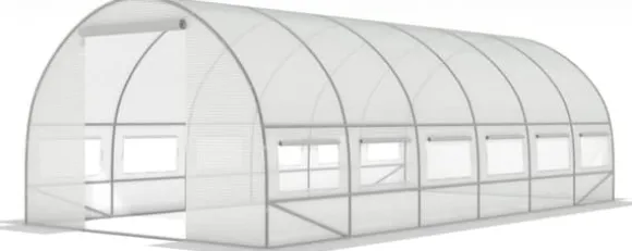 Folie tunnel drivhus med vinduer 600 x 300 x 200 cm Hvid