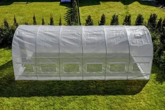 Folie tunnel drivhus med vinduer 600 x 300 x 200 cm Hvid