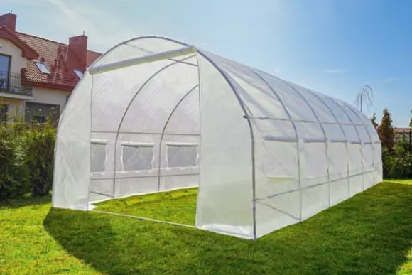 Folie tunnel drivhus med vinduer 600 x 300 x 200 cm Hvid