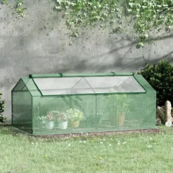 Foliedrivhus med vindue, tomathus/plantekasse, 180×90×70 cm, grøn