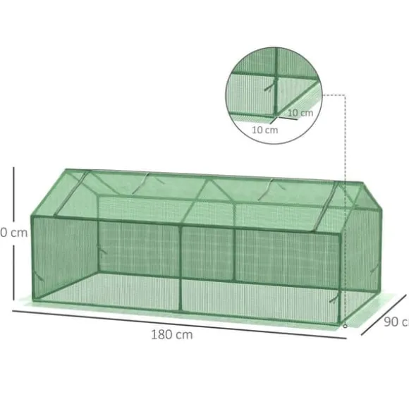 Foliedrivhus med vindue, tomathus/plantekasse, 180×90×70 cm, grøn