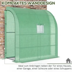 Foliedrivhus 200x100x215 cm med 2 døre, UV-beskyttelse, stål & PE, grøn – planteopdræt