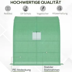 Foliedrivhus 200x100x215 cm med 2 døre, UV-beskyttelse, stål & PE, grøn – planteopdræt