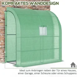 Foliedrivhus 200x100x215 cm med 2 døre, UV-beskyttelse, stål & PE, grøn – planteopdræt