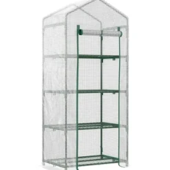 Foliedrivhus 70x50x160 cm med 4 hylder, hvid – tomathus/drivbænk