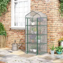 Foliedrivhus 70x50x160 cm med 4 hylder, hvid – tomathus/drivbænk