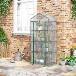 Foliedrivhus 70x50x160 cm med 4 hylder, hvid – tomathus/drivbænk