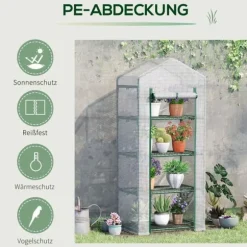 Foliedrivhus 70x50x160 cm med 4 hylder, hvid – tomathus/drivbænk