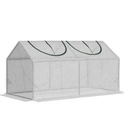 Foliedrivhus 120x60x60 cm med vindue, PE – tomathus/drivbænk, hvid