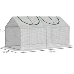 Foliedrivhus 120x60x60 cm med vindue, PE – tomathus/drivbænk, hvid