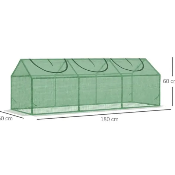 Foliedrivhus 180x60x60 cm med vindue, PE, grøn – tomathus & drivbænk