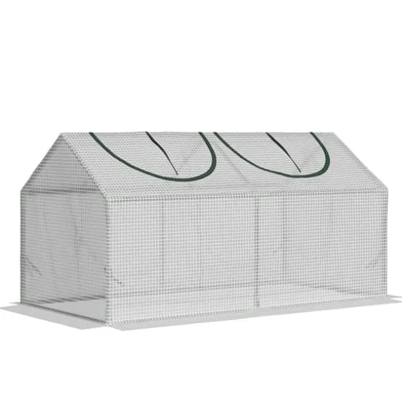 Foliedrivhus 120x60x60 cm med vindue, PE – tomathus/drivbænk, hvid