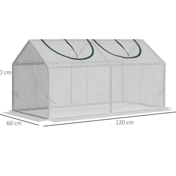 Foliedrivhus 120x60x60 cm med vindue, PE – tomathus/drivbænk, hvid