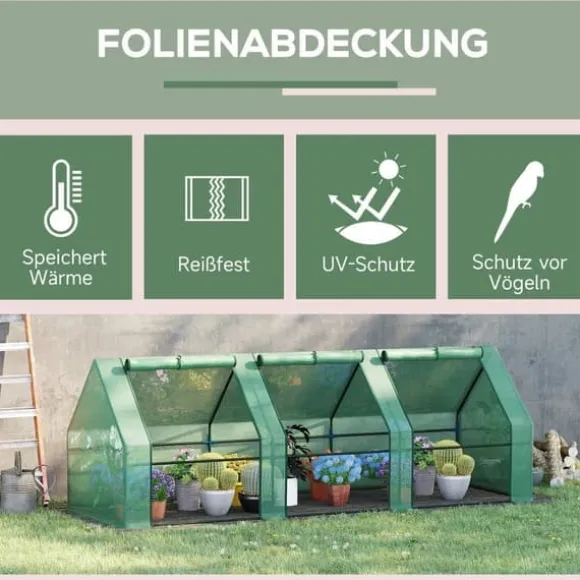 Foliedrivhus/drivbænk 270x90x90 cm, grøn – til tomater & planter
