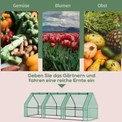 Foliedrivhus/drivbænk 270x90x90 cm, grøn – til tomater & planter