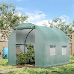 Folietunnel 245x200x198 cm med vinduer, tomatdrivhus/avlstunnel, grøn